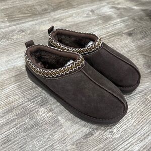 Dark Brown Fleece-Lined Slip-On Loafers